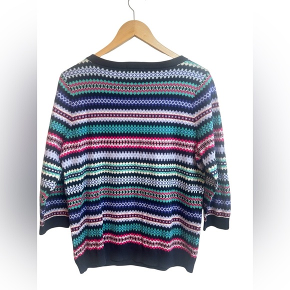 Lands’ End Fair Isle 100% Supima Cotton Crewneck Sweater Size Large Petite NWT - Picture 4 of 6